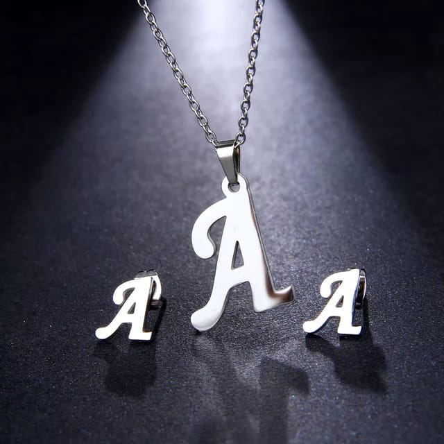Alphabet Jewelry Set in Titanium Steel