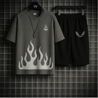 New trendy fired printed summer tracksuit for men and boys - Tshirts for men with shorts