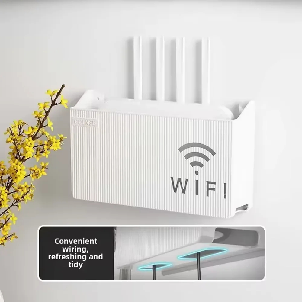 1pc Wall Mounted Wireless Wifi Router Shelf ABS Storage Box Router Shelf Cable Power Supply Holder Organizer Box for Living Room