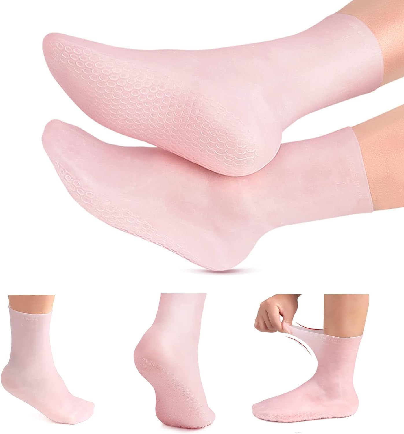 Silicone Moisturizing Socks, Non-Slip, Heel Socks for Dry Cracked Feet Women & Men