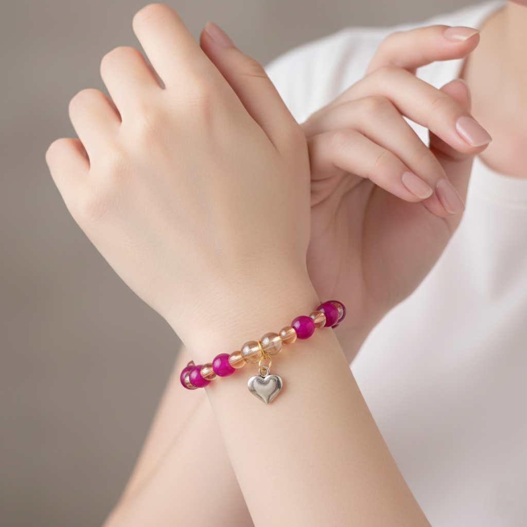 Elegant Beads Bracelet for Girls & Women with Beautiful Charms | Handmade Stretchable Stylish Fancy Jewelry Gift
