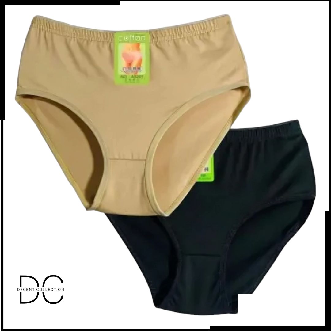 Pack of 2 Soft Cotton Jersey  Panties for Girls Women| Black Skin Color | Underware For Girls