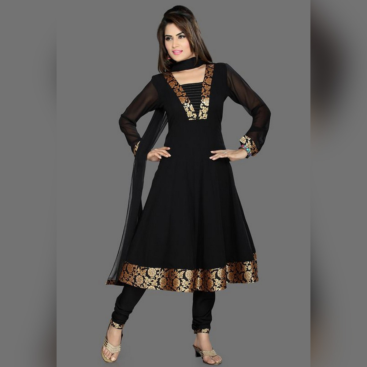 black chiffon churidar