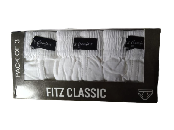 ( Pack Of 3 ) Underwear Men's And Boy's Brief Cotton Important Finest Quality Underwear in White Color Very Comfortable