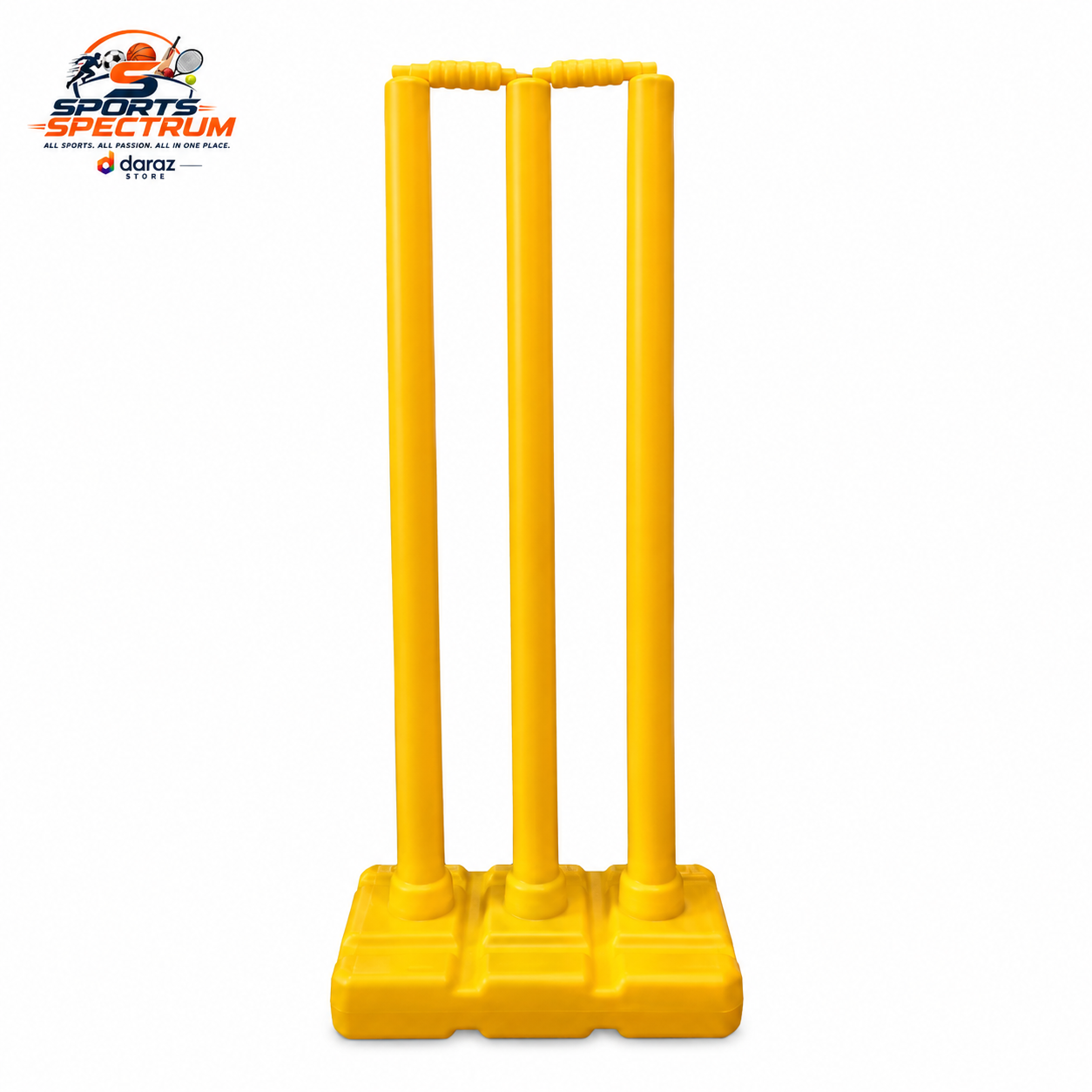 Plastic Cricket Wickets with Bails | Durable Cricket Stump Set with Base & Yellow Bails | Portable Cricket Wickets for Practice Training & Ground Use | Premium Quality Cricket Training Equipment | SPORTS SPECTRUM