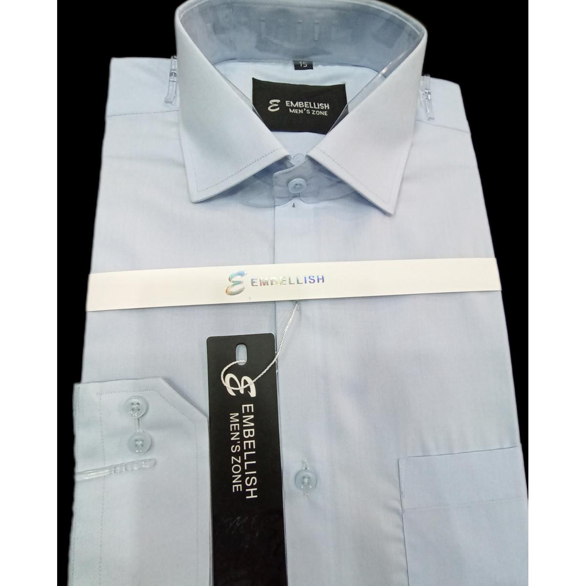 Embellish Imported Fabric (Powder Blue) Formal & Casual Shirt For Men(Cotton)