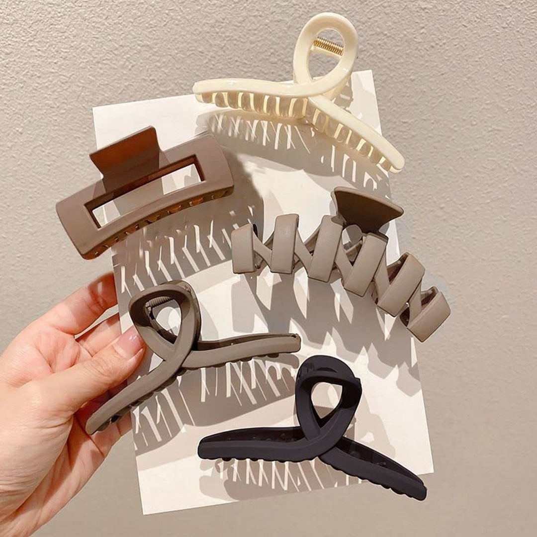 5 PCS Hair Claw Clips Set for Women, Non-Slip Elegant Barrette Crab Hairpins, Trendy Hair Accessories for Thick and Thin Hair, Mix Color
