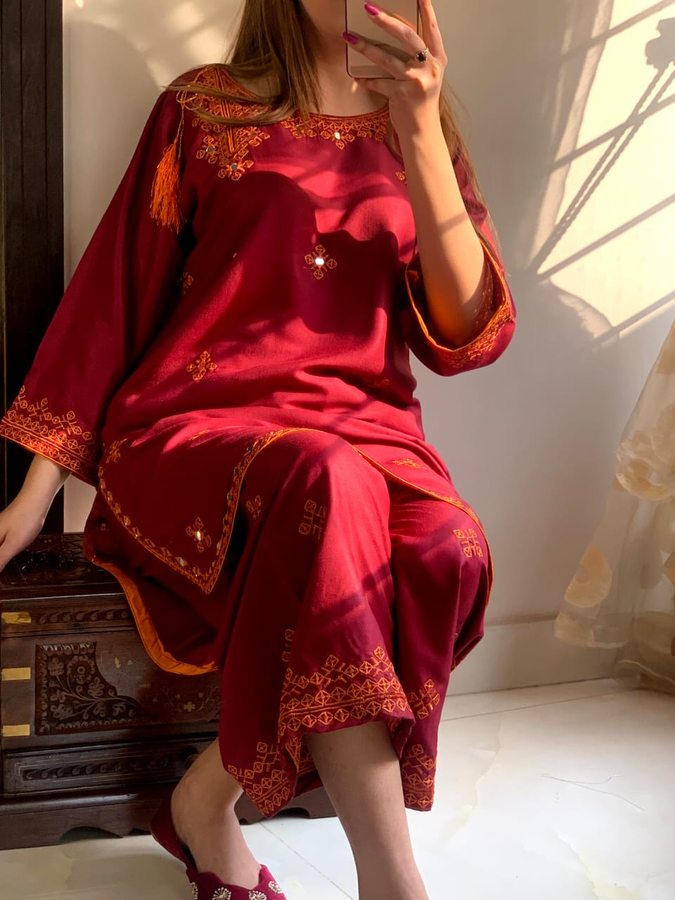 Fancy clothing hub linen Embroidery Two Pieces For GirlsBalochi mirror work fancy embroidery 2 pieces stitched dress for girls