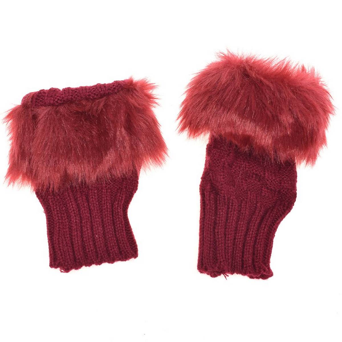 Fancy Winter Women Gloves Plush_Faux_Fur Knitting Wool Keep Warm Short Mitten Fingerless Lady Girl Half Finger Glove