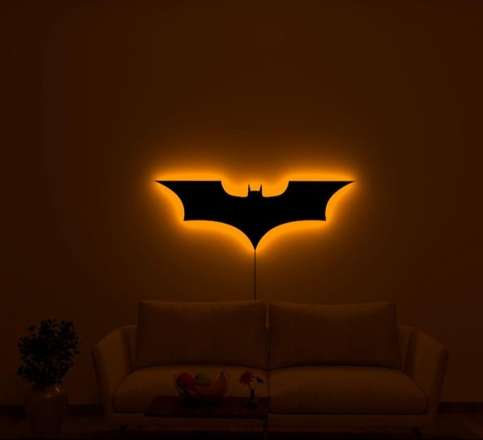 BATMAN SHAPE LED WALL LED LAMP WOODEN THICKNESS 9MM ||  GAMING ROOM DECOR WALL LED LAMP