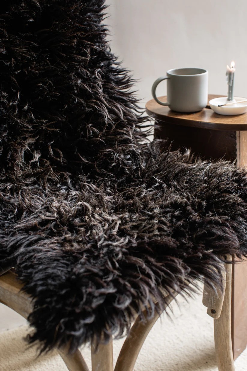 Faux Sheepskin Rug Double Shade Black Sheep Foot Door Mat Rug 2ft x 3ft