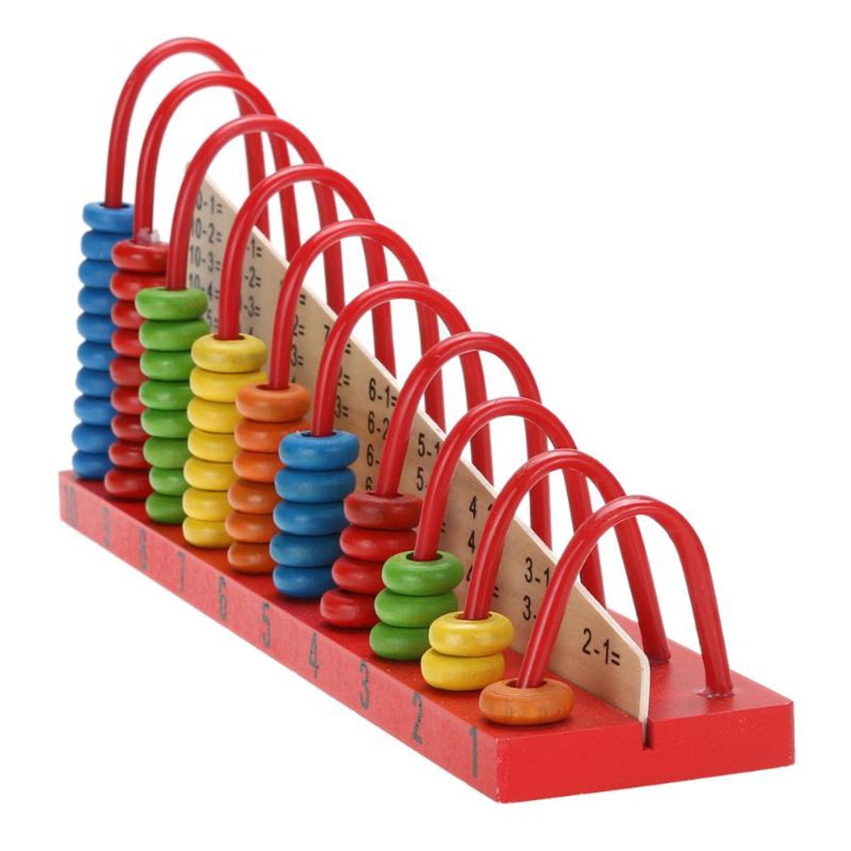 Wooden Abacus Counting Frame – Classic Math Learning Toy for Kids, Children & Toddlers – Educational Calculation Shelf with Colorful Beads – Montessori Counting Tool (10 Rows)