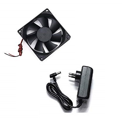 12V DC 4 Inch High Speed Cooling Fan - High Quality Computer Fan wIth 12V Adapter - Size: 92x92x25mm