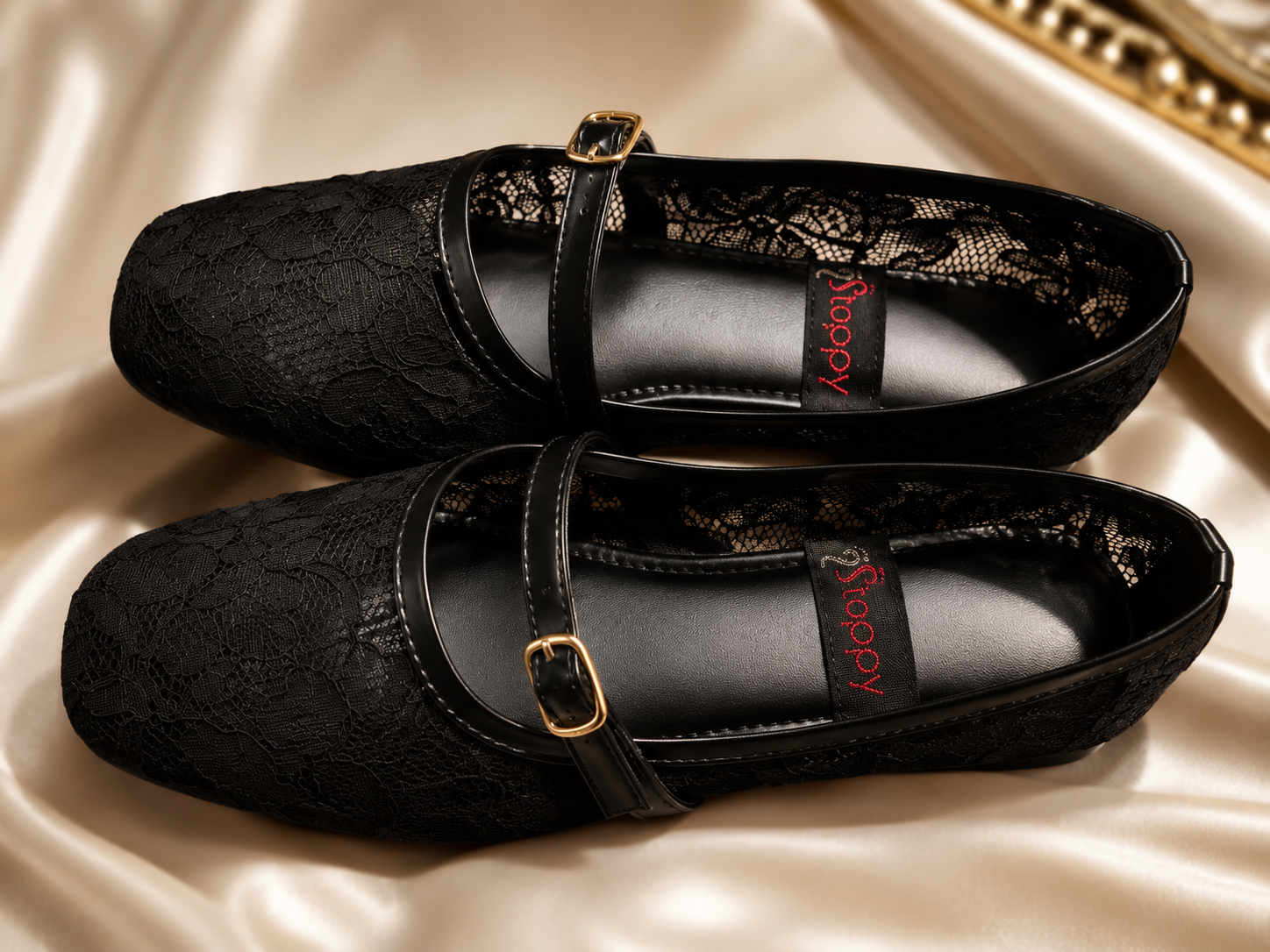 Women's Black Lace Mary Jane Flats | Elegant Buckle Strap Ballet Shoes | Soft Comfortable Casual & Party Wear Pumps black ladies shoes mary jane flats lace flat shoes buckle strap shoes women's ballet flats elegant ladies footwear casual flat shoes party