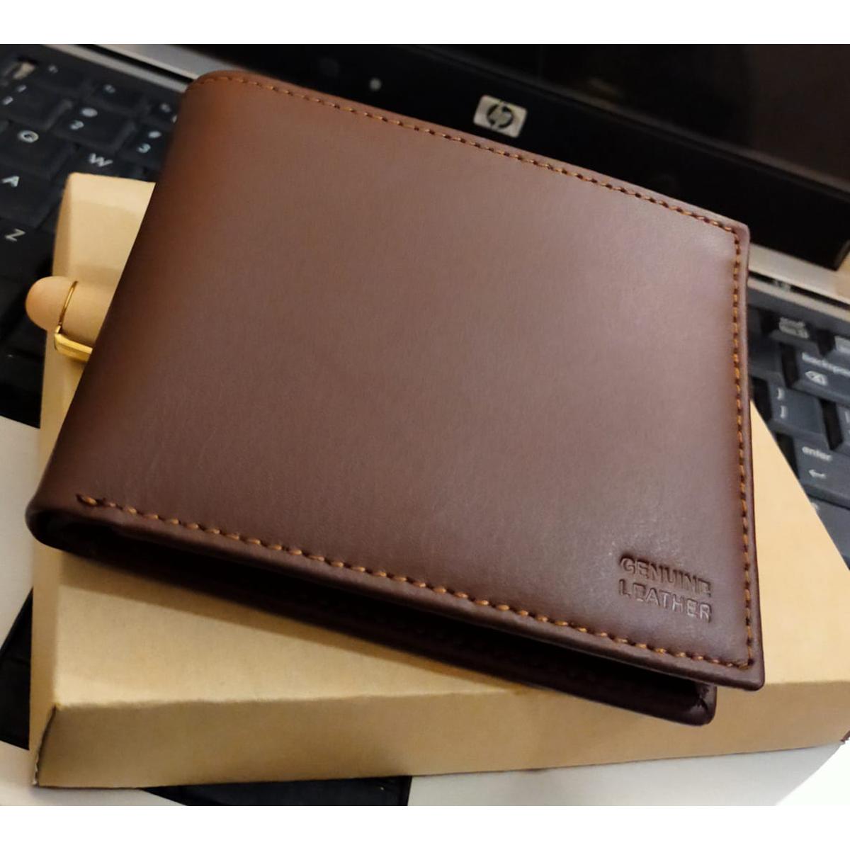 100% Genuine Cow Leather Wallet for Men - Black & Brown