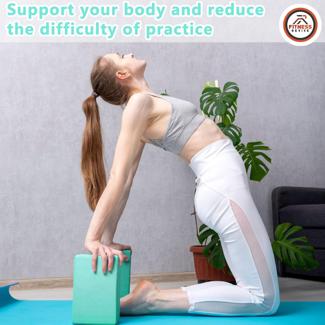 Yoga Block EVA Foam – Non-Slip Support Brick for Posture Alignment, Balance & Deep Stretching | High Density Lightweight Yoga Brick for Men & Women | Pilates & Home Workout (Single & Pair)