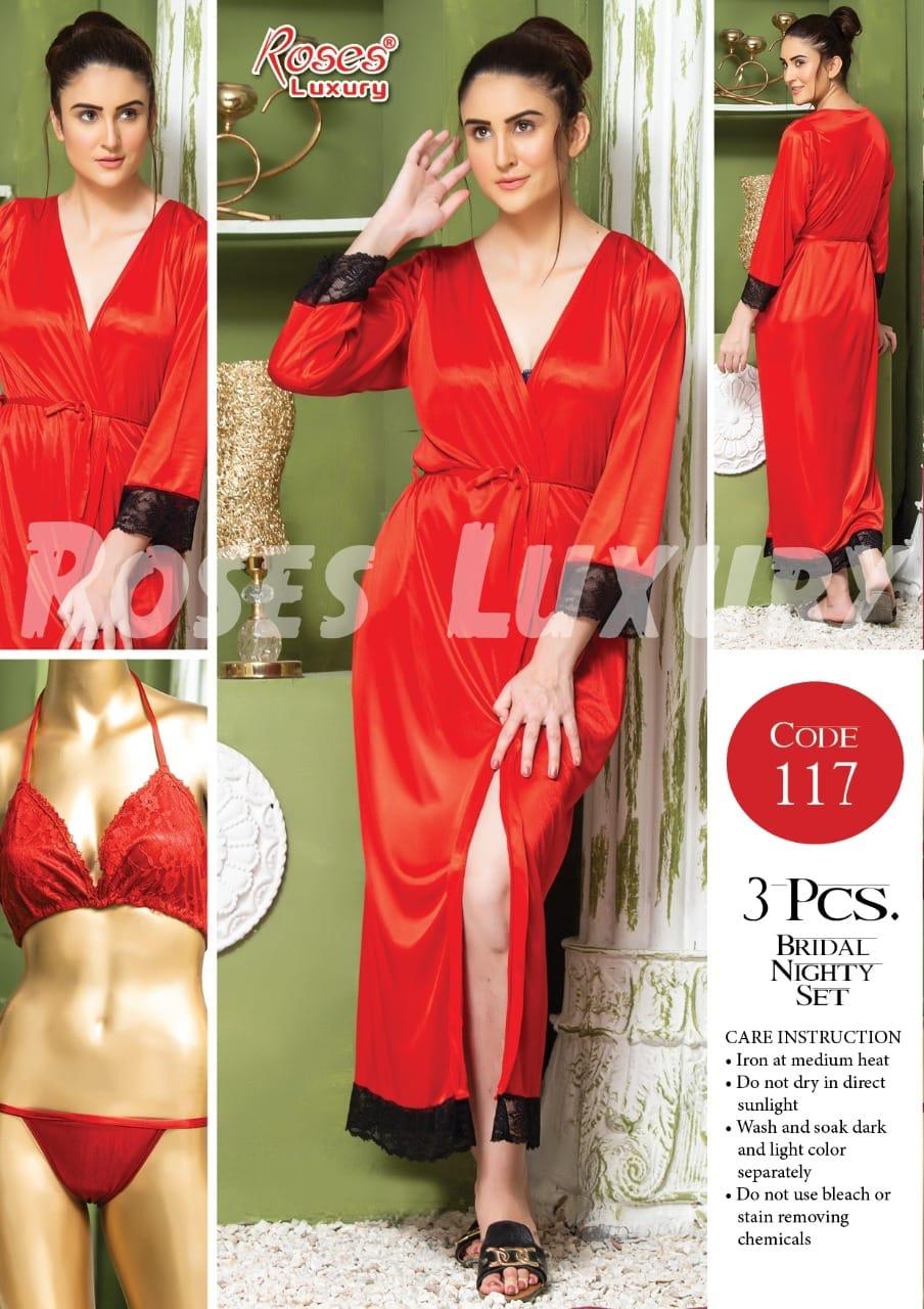 Nighty Sleepwear Silk Satin night dress Lingerie Set With Robe and Short Gown , Night Wear For Women , Beautiful Night Dress , Sleepwear Nighty Bridal for Ladies and Girls for Night Wear