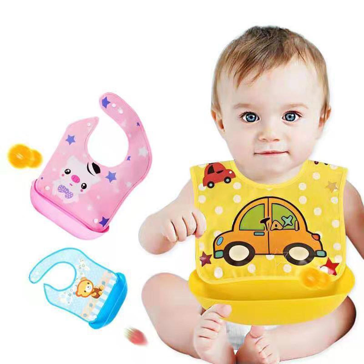 Baby bib Folding Plastic Rubber Baby Bib Napkin With Soft Tray