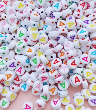 Pack of 25 / 50 / 100 Pieces | Only - A - Alphabet Beads Multi Colored - 7mm | Used in making Jewelry Accessories & DIY items