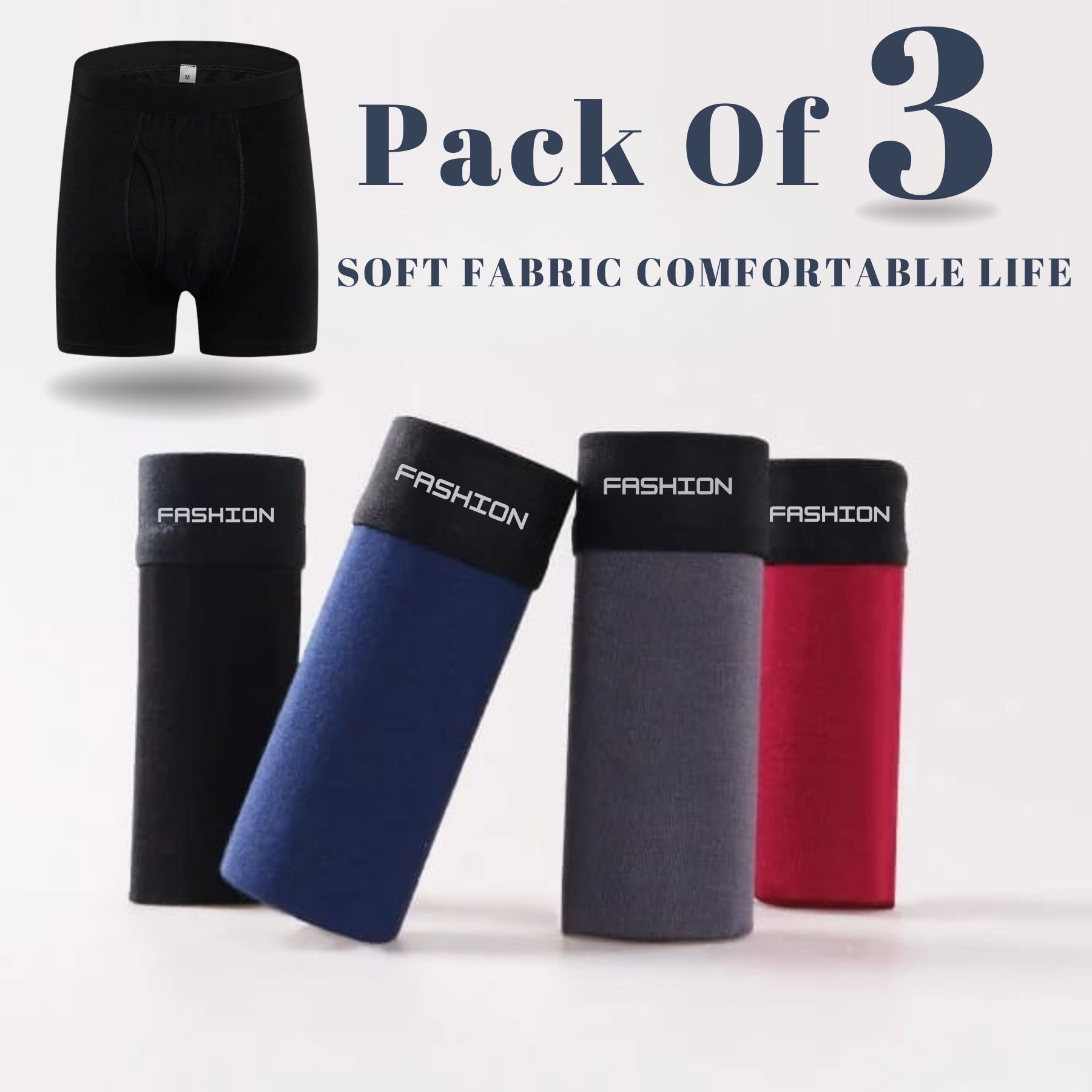 BIN-B Underware Boxer For Men Pack Of 3-Underwear For Men-Underwear-Boxers For Men-Premium Boxer For Men-Boxer-Mens Underwear-Boxers-Boxers For Boys-Under Garments For Men-Under Wear-Random Colors