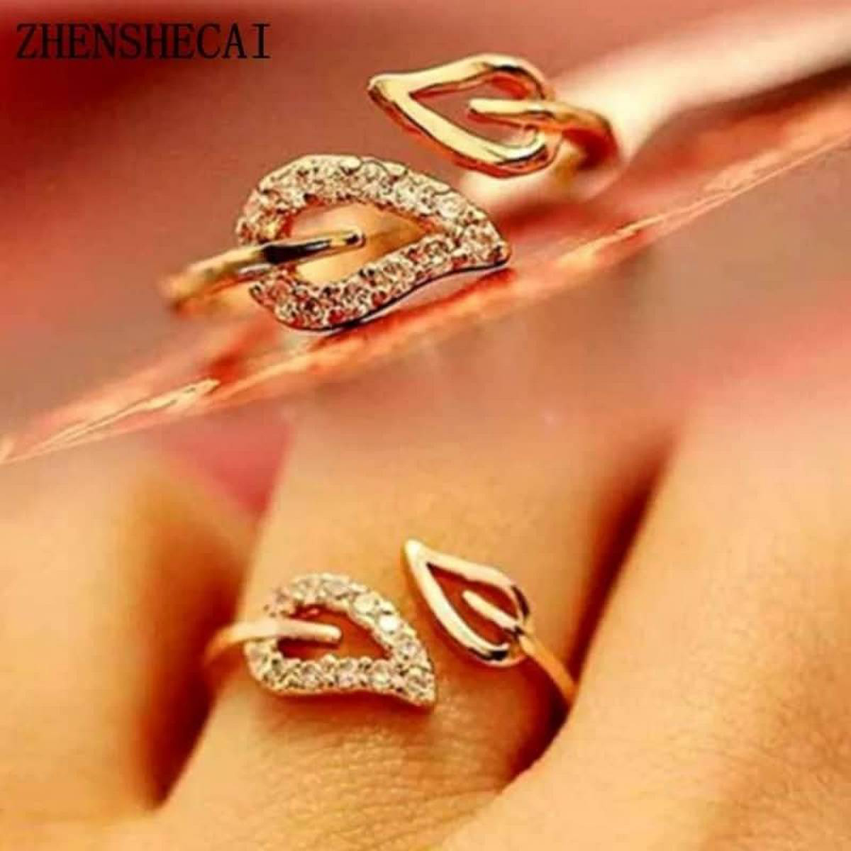 Golden Leaf Girls Ring Crystal Rhinstone Stylish Trendy Fashion Jewellery Women Rings