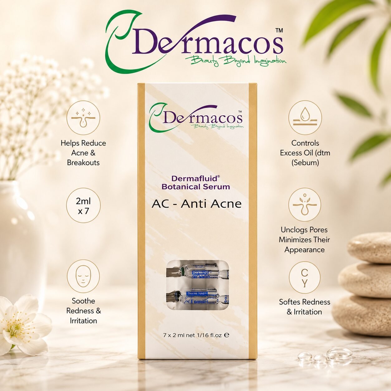 Dermapure Anti Acne Ampoule () Pack of 7 | Skin Care Serum | 2ml