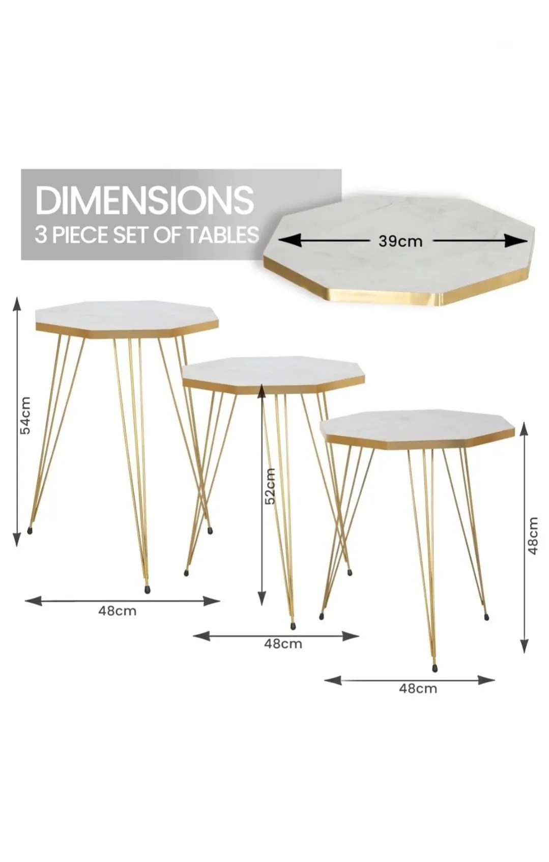New Designee Mdf Wood Daisy Nesting Table With Metal Stand Set of 3 Round table Table Decoration coffee table Daisy coffee table dining table Nesting table set Side Table Coffee Table nesting table Decor - Set Of 3 Side Tables