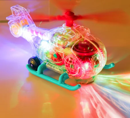 Transparent Helicopter Toy for Kids – Rotating Wings, 3D Lights, Music, Obstacle Avoidance, High Quality