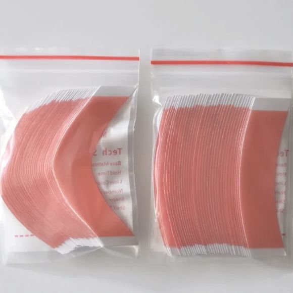 QS Strong Red Pink Wig Tape Strips – 20pcs Hair System Adhesive with Extra Grip | SensiTak Quality