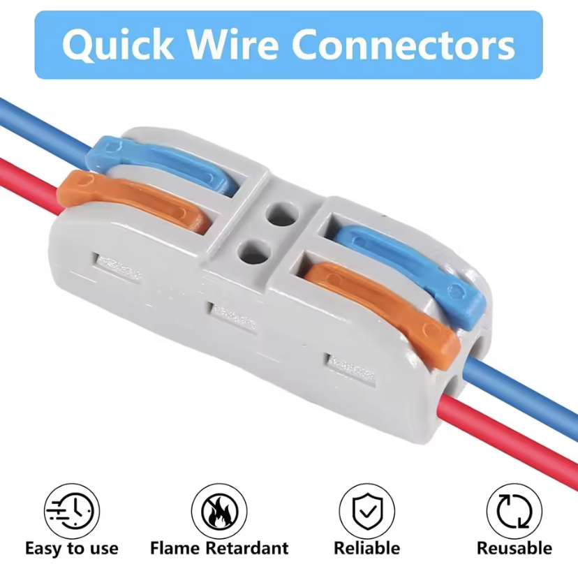 1PC Lever Wire Connectors, 2 in 2 Out Quick Wire Connectors, Electrical Lever Nuts Wire Connectors Push-in Conductor Terminal