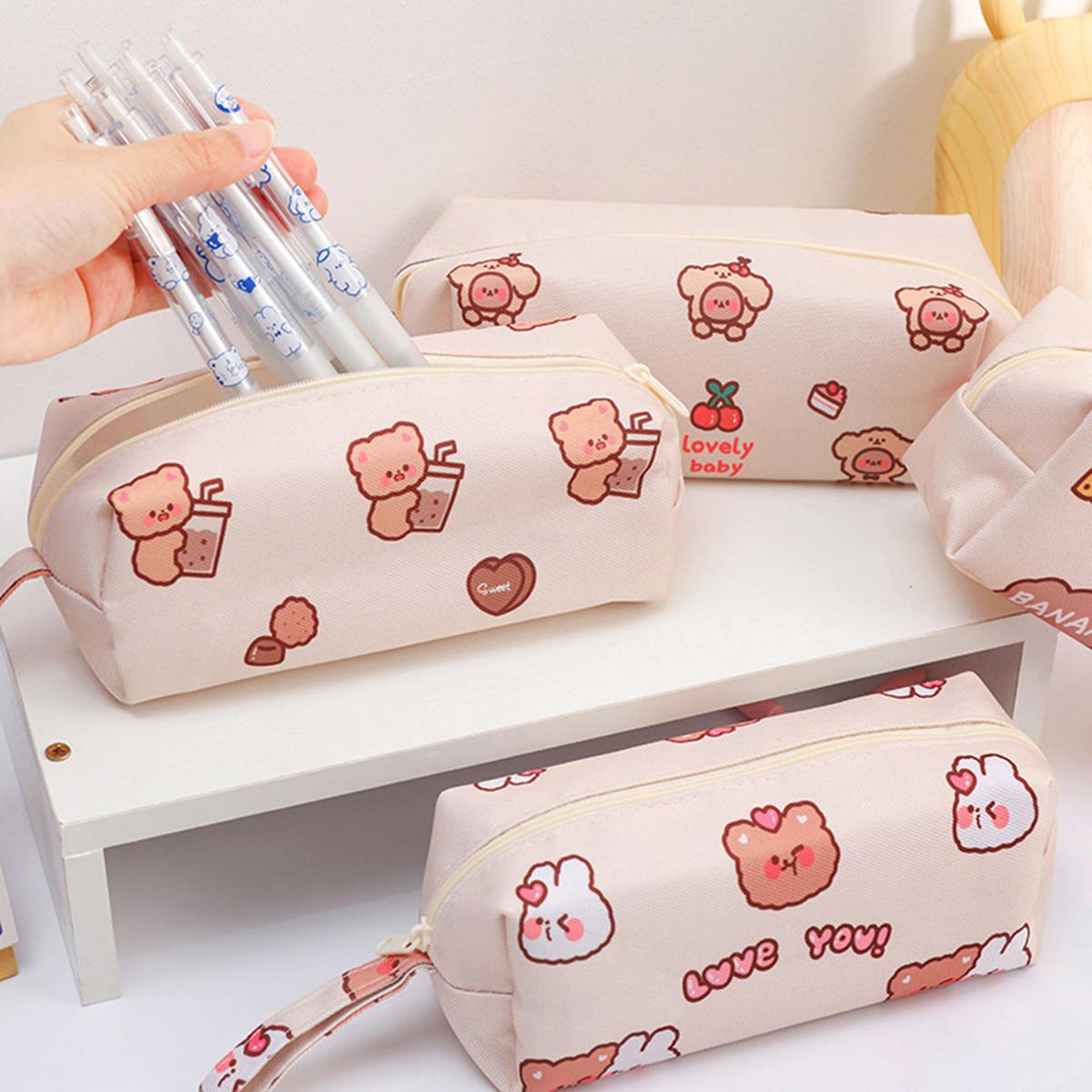Chivertion 16 Pcs Cute Cartoon Pencil Cases Bulk Zipper Animal And Fruit Plush Pencil Pouch Boxes Japanses Kawaii Stationery Bag, Back To School First Day Of School Supplies