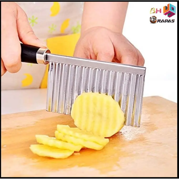 Potato Slice Knife, Rippled French Fries Cutter With Stainless