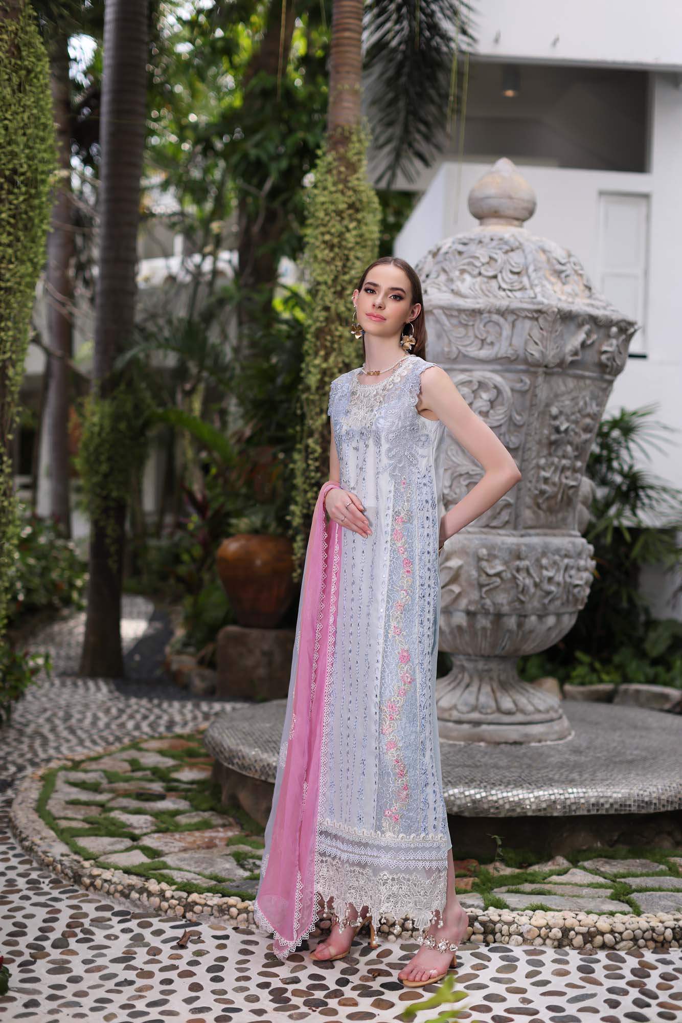 Noor by Saadia Asad Embroidered Chikankari Suits Unstitched 3 Piece NSA21E 1B - Festive Collection