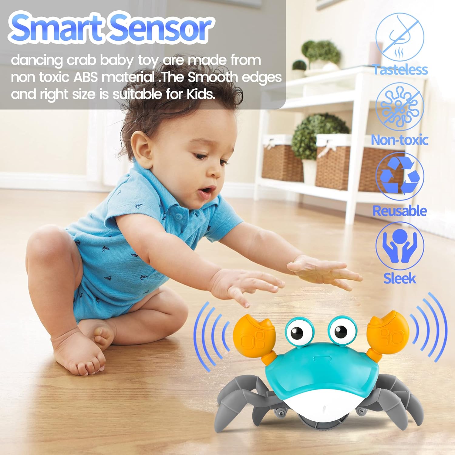 Crawling Crab Toy for Kids | Automatic Induction Escape Crab with Lights & Music | Interactive Walking Toy (QC-1Y)