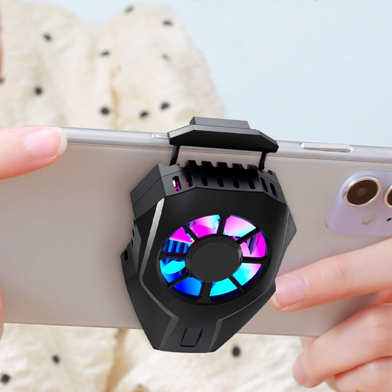 L01 Mobile Cooling Fan Game Phone Cooler System Plugin Silent Radiator RGB Lights | Adjustable Portable Heat Sink Semiconductor USB Phone Radiator Stand | Gamepad Trigger Controller Holder | Cooling Fan For PUBG FREEFIRE