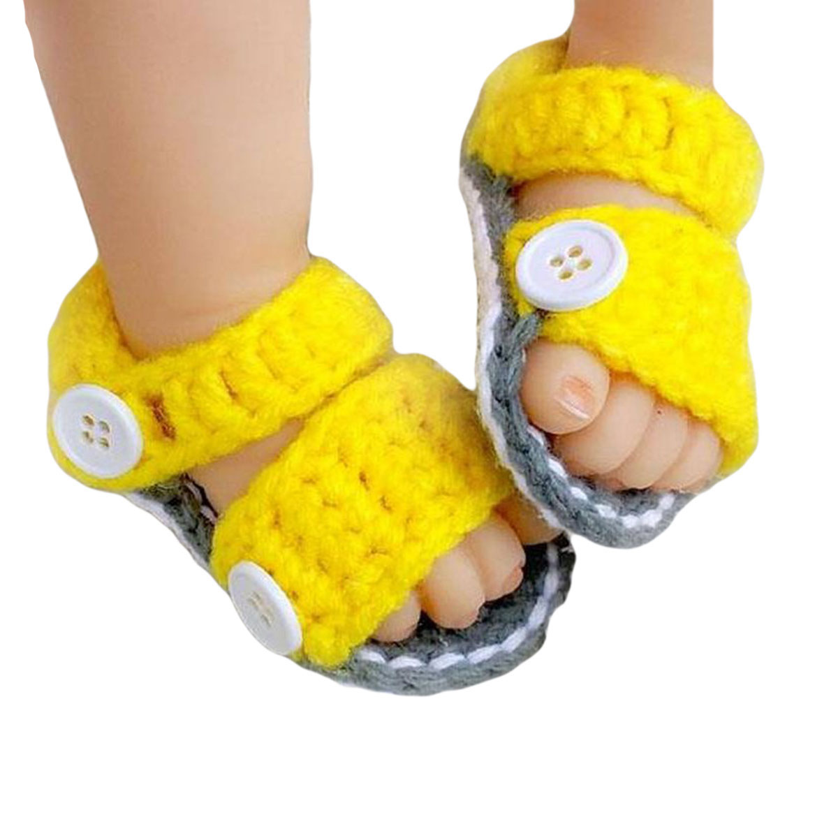 Button Style Woolen Handmade Crochet Baby Summer Sandal