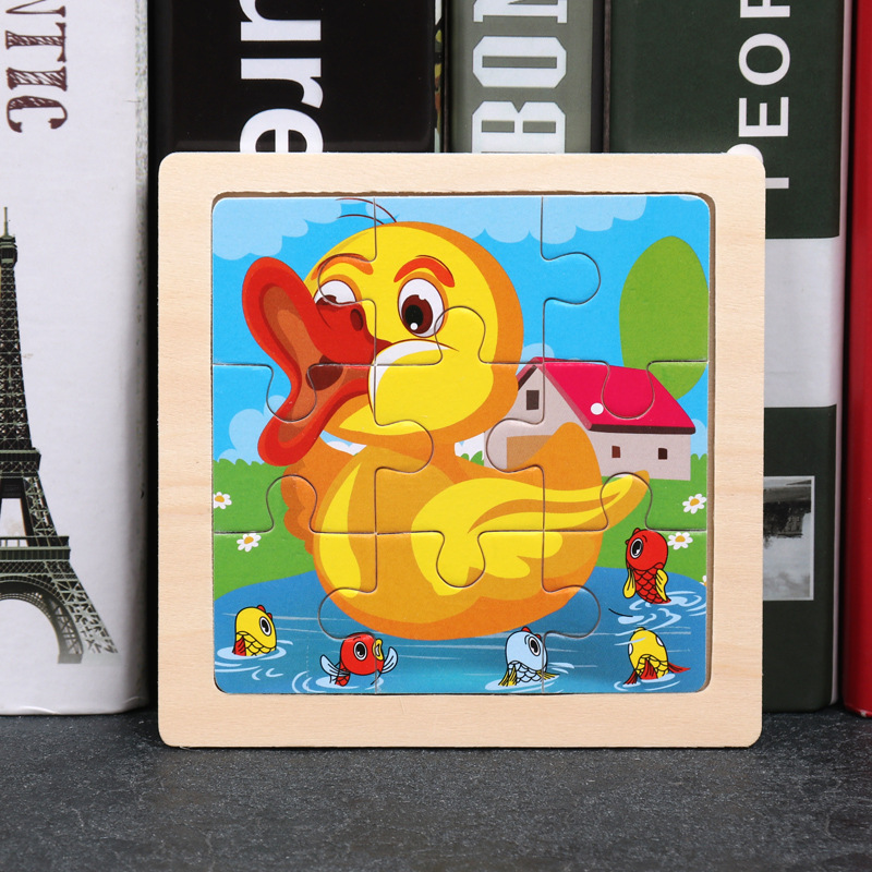Montessori Wooden Picture Puzzles for Kids — 12 Colourful Animal Boards, 9-Piece Each for Hand-Eye & Problem Solving