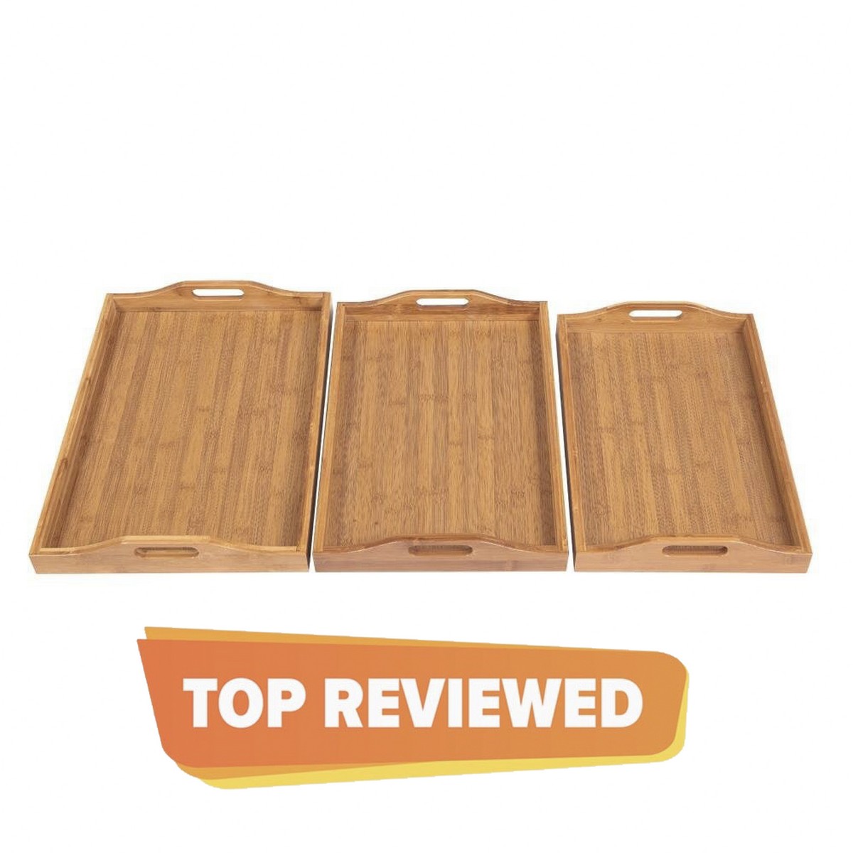 Wooden Serving Tea Tray with handles Light Excellent Quality ( Set of 3