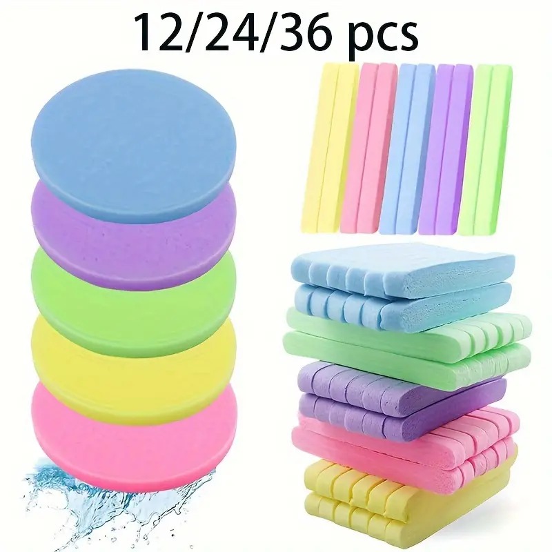 12/24/36 Pcs Facial Sponge Compressed Face Cleansing Sponge Estheticians Compressed Makeup Facial Sponge Round Wash Face Sponges For Women Compress Exfoliating Removal Sponge.