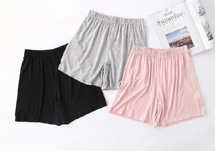 MK Garments - Pack Of 3 Shorts Soft Fabric Comfortable Fit Elastic Waist Home and Night Wear For Girls