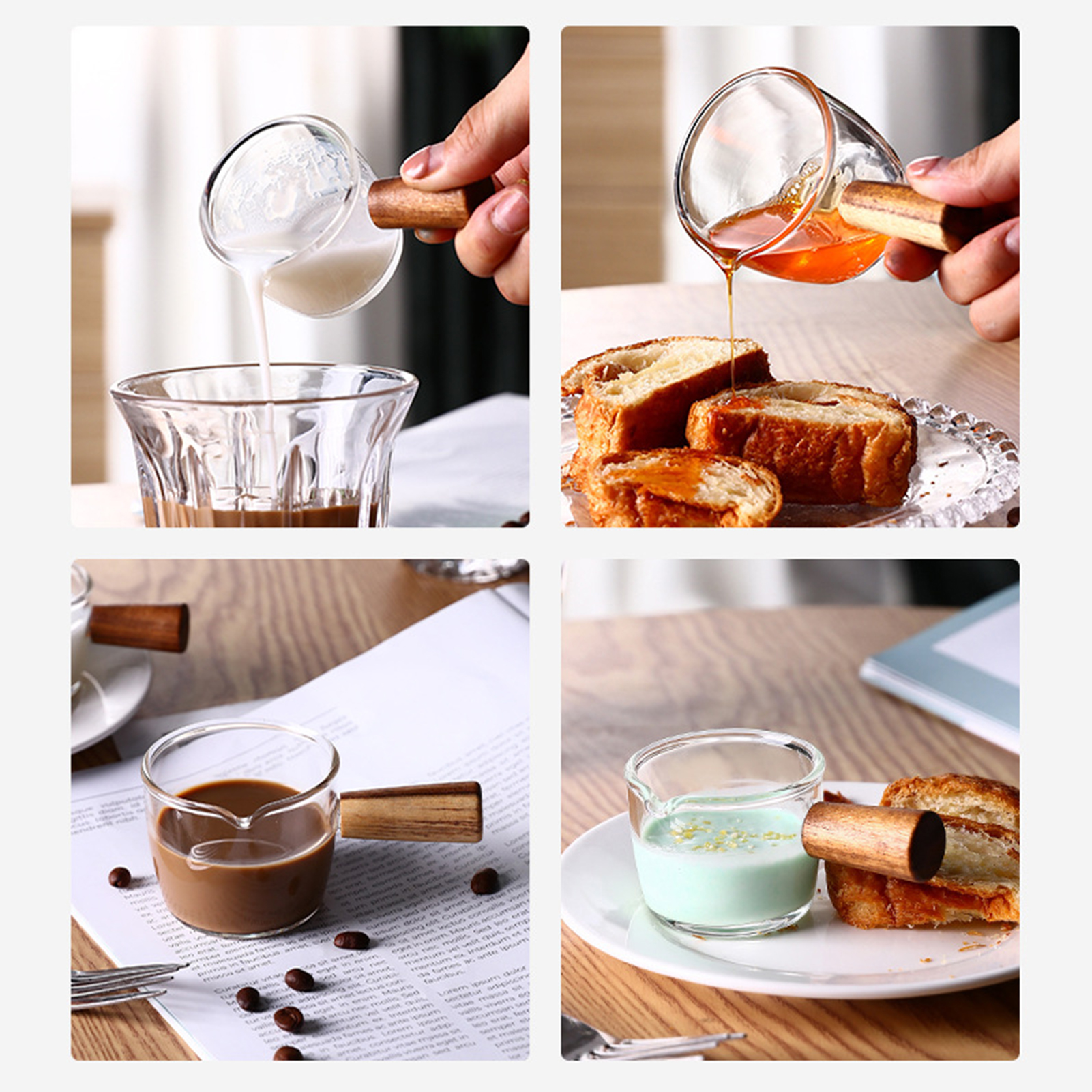 Milk Mug Multifunctional Portable Spout With Wood Handle Coffee Cup