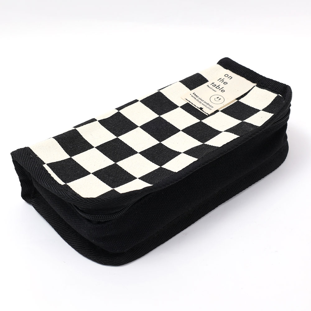 Large Capacity Pencil Case Simple Checkerboard Lattice Pencil Bag