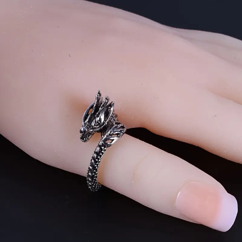Elegant Dragon Design Alloy Ring, Unisex, Suitable for Gift | Single Ring Style