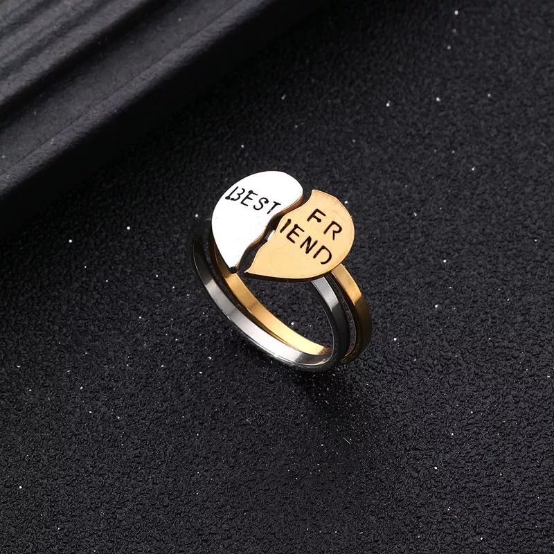Heart Shape Love Couple Ring Forever Love Best Friend Promise Engagement Rings For Lover Stainless Steel Rings