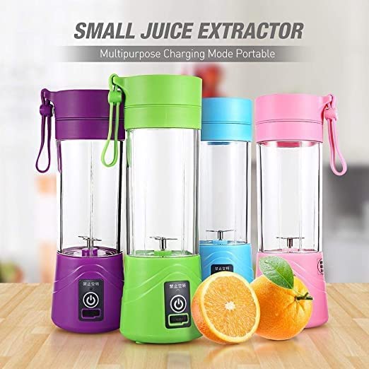 Rechargeable Portable Juicer 380ml Portable Juicer Blender Juicer Mixer Grinder Personal Smoothie Maker Protein Shake Machine Multicolor Food Grade USB Juicer for Gym Travel Fresh Drinks Anytime Anywhere Premium Quality 6 Blades High Speed