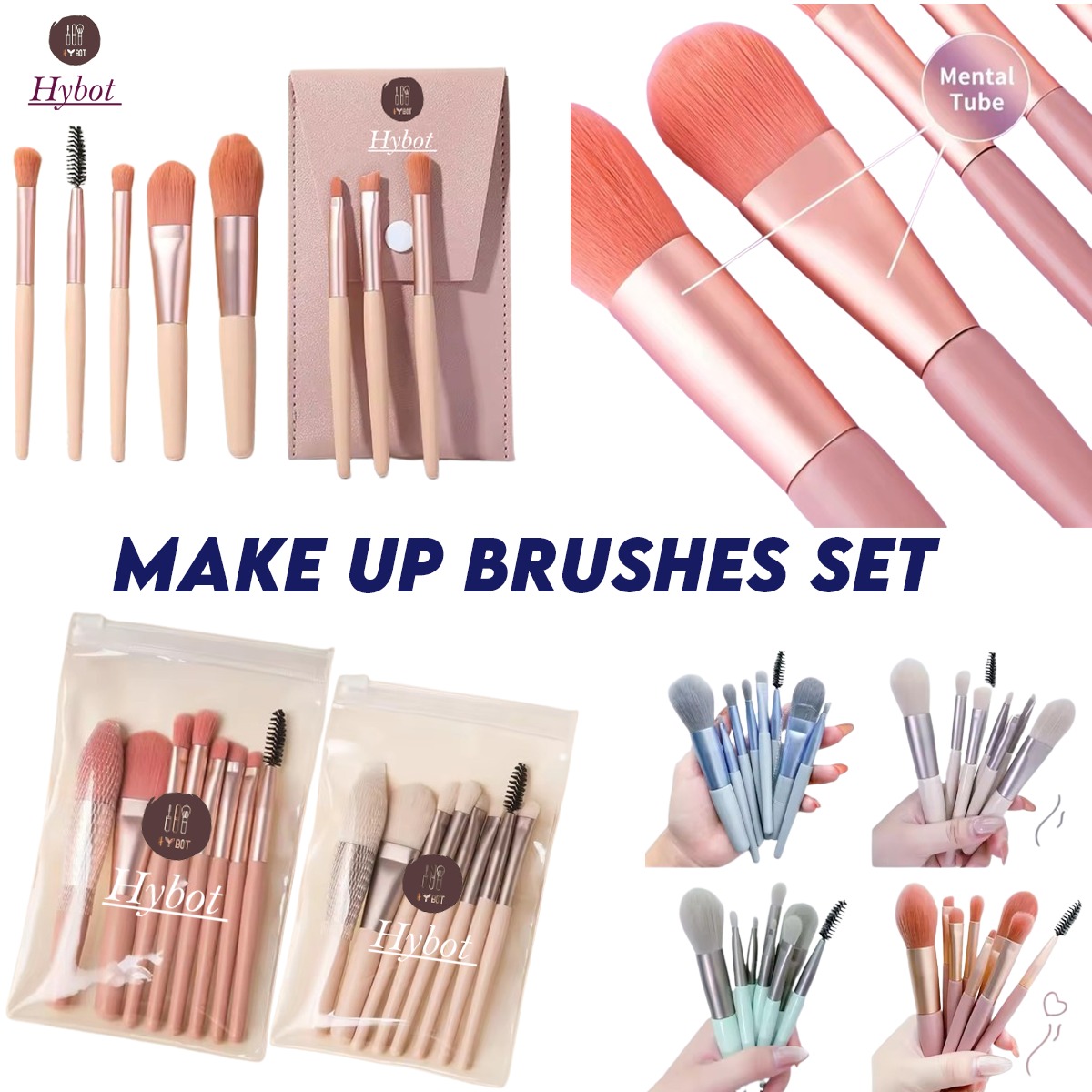 HYBOT 8Pcs/set Portable Makeup Brushes Set Cosmetic Powder Eye Shadow Foundation Blush Blending Concealer Beauty Makeup Tool Brushes