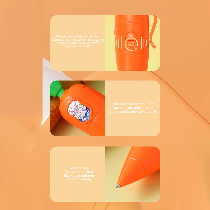 Signature Pen Can Record Audio Recording Pens Carrot Shape Writing Recording Pen Recording For 60 Seconds