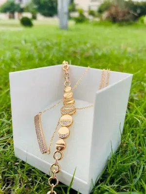 Womens gold necklace on sale and bracelet set