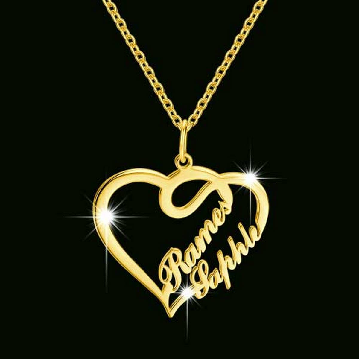 Love Heart Design Gold Plated Double Name Locket Get Any Personalized Name Necklace For Gift Item Buy Online At Best Prices In Pakistan Daraz Pk