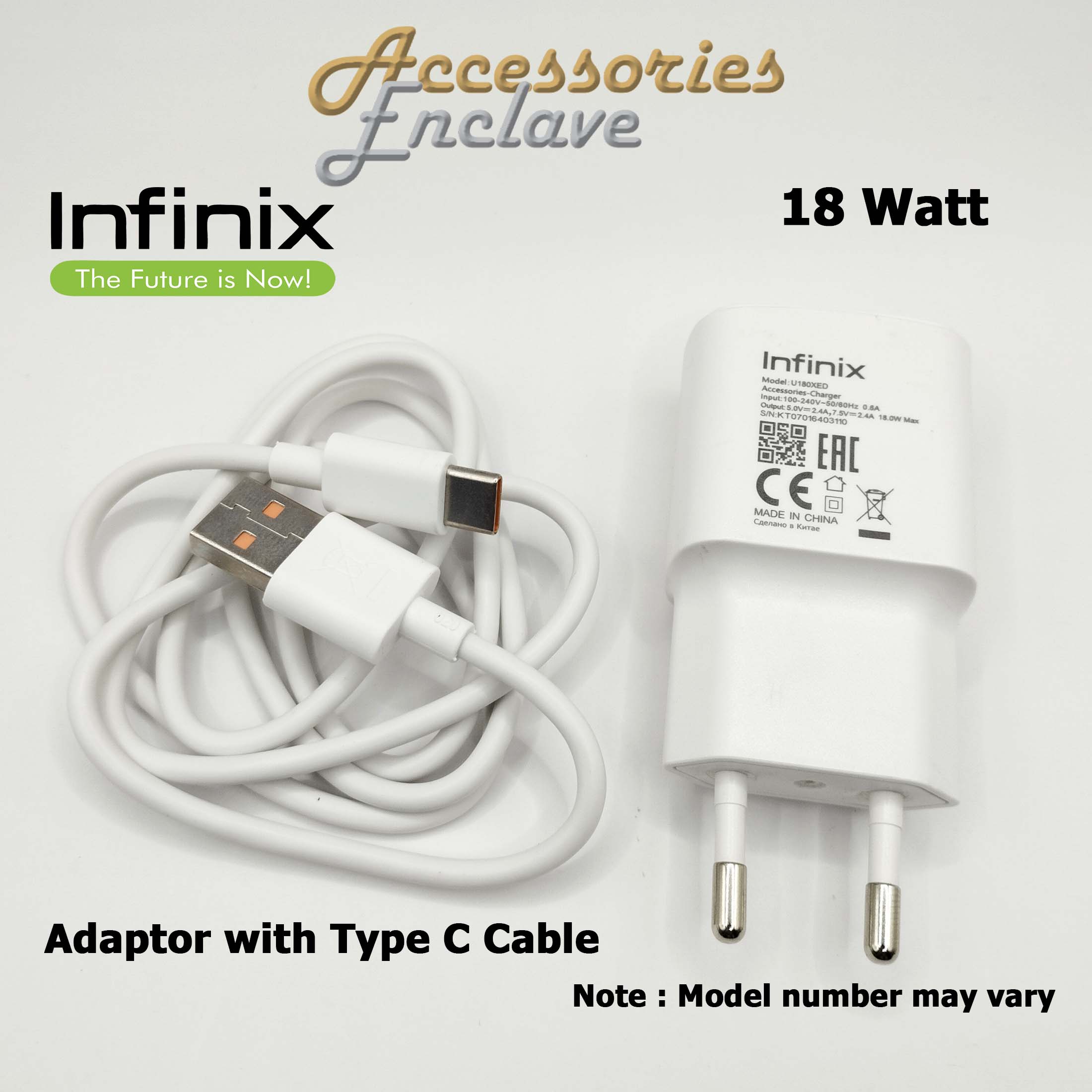 Infinix 18 Watt Charger with Type C Cable100% Original - Infinix Charger 18W with Cable